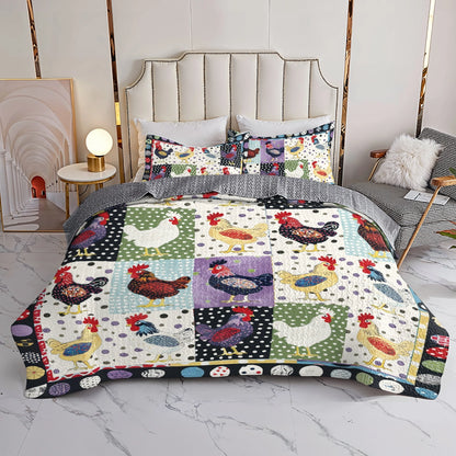 Shineful All Season Quilt 3-teiliges Set Countryside Chicken