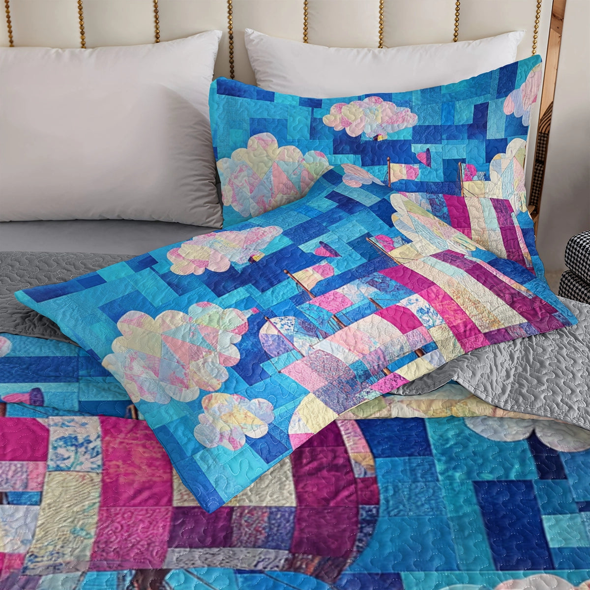 Shineful All Season Quilt 3-Piece Set Sailing Dreamship