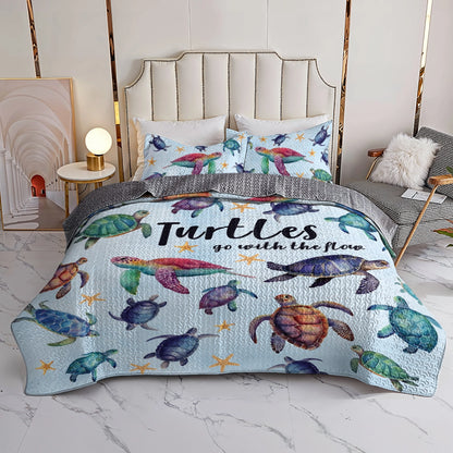 Shineful All Season Quilt 3-Piece Set Sea Turtle Tranquility