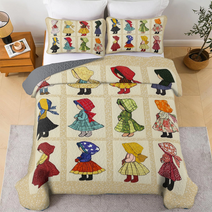 Shineful All Season Quilt 3-Piece Set Sunbonnet Sue Vintage Dreams 