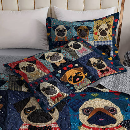 Shineful All Season Quilt 3-Piece Set Stylish Pug