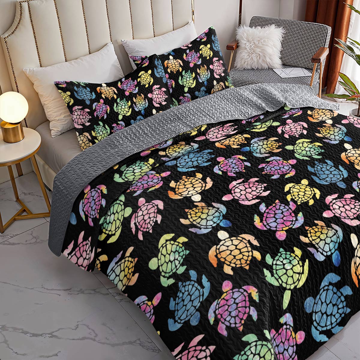 Shineful All Season Quilt 3-teiliges Set Bunte Schildkröte 