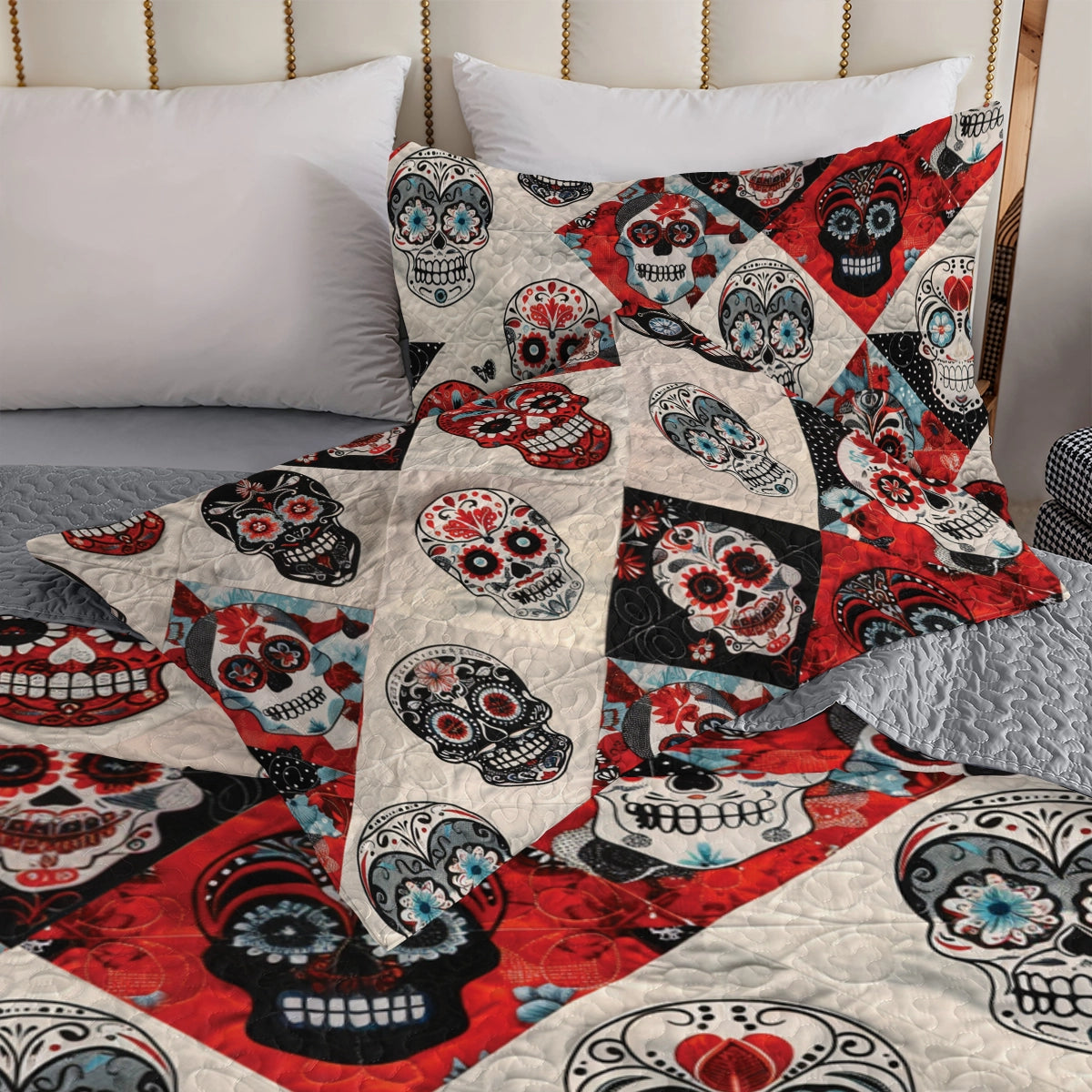 Shineful All Season Quilt 3-teiliges Set Fiesta Skull Quilt