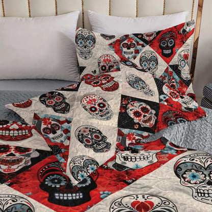 Shineful All Season Quilt 3-Piece Set Fiesta Skull Quilt