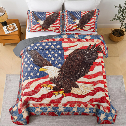 Shineful All Season Quilt 3-Piece Set Freedom Soars American