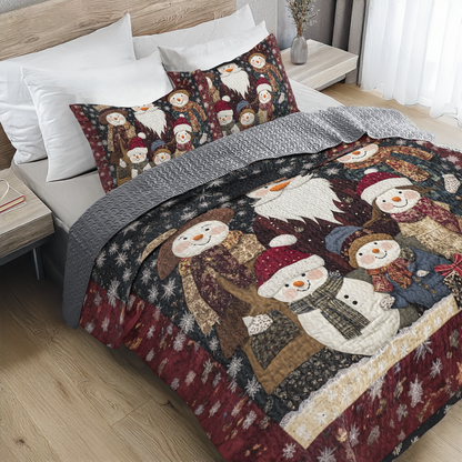 Shineful All Season Quilt 3-Piece Set - Snowman Family