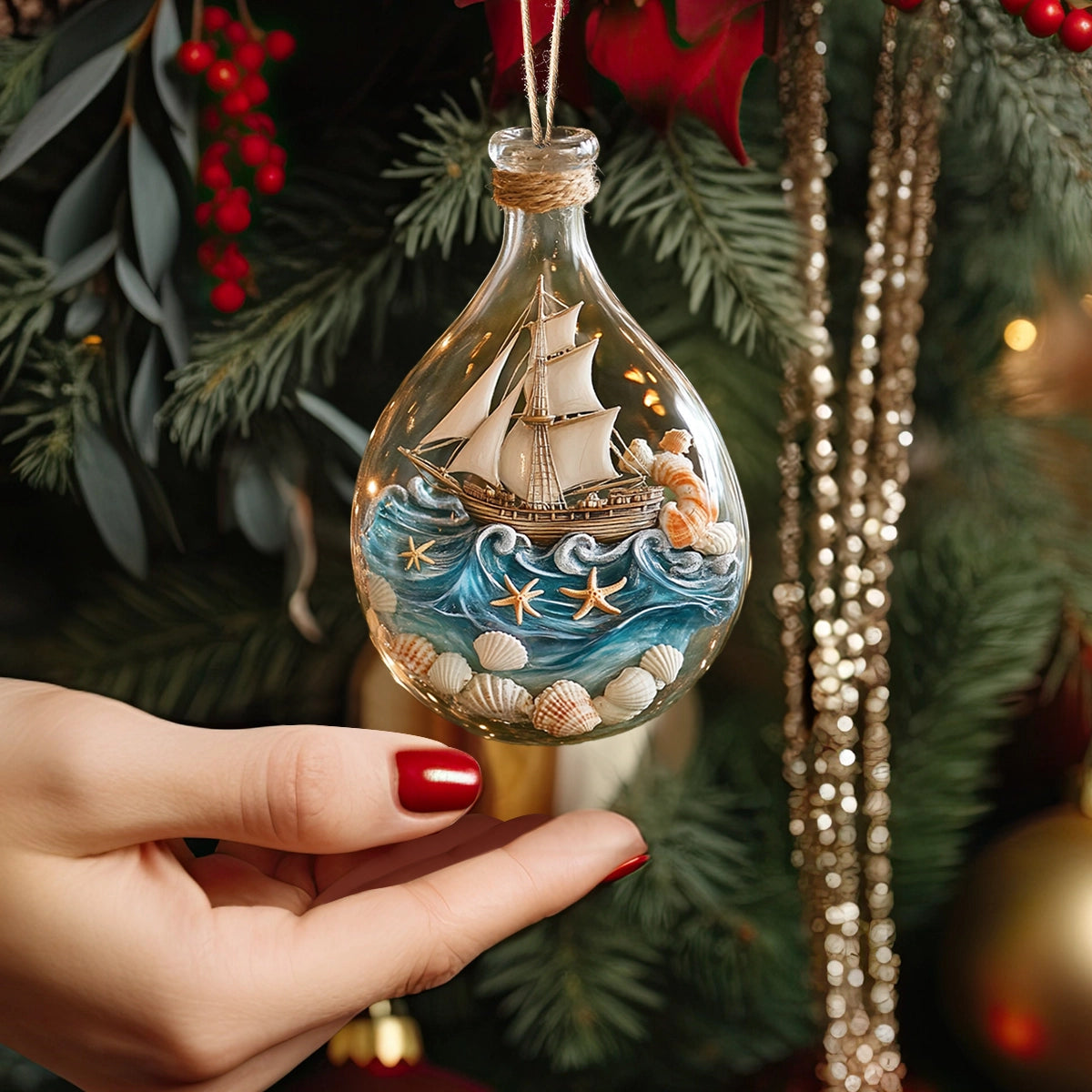 Shineful 2D Acrylic Ornament Sailing Waves