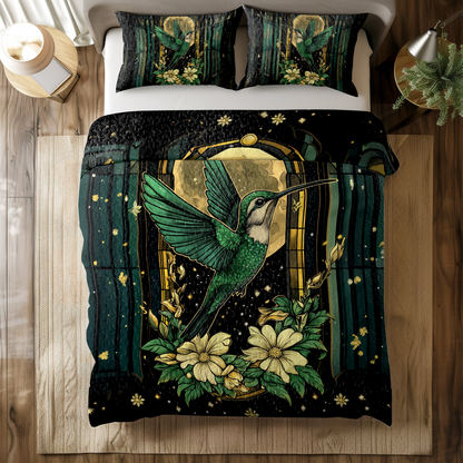 Shineful All Season Quilt 3-Piece Set Moonlit Hummingbird