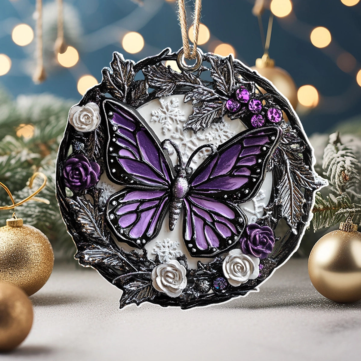 Shineful 2D Acrylic Ornament Midnight Bloom Butterfly