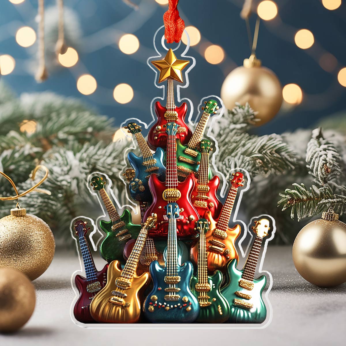 Shineful 2D Acrylic Ornament Guitar Christmas Tree