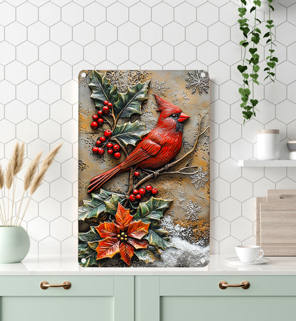 Shineful 2D Metal Sign Snowy Cardinal