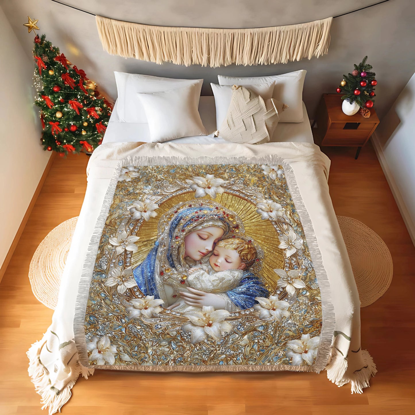 Shineful Woven Tapestry Throw Blanket - Holy Embrace