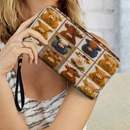 Shineful Leather Clutch Purse With Wristlet Strap Handle Cow In My Heart