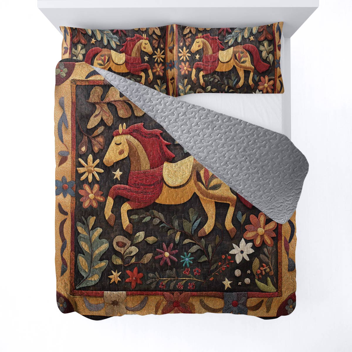 Shineful All Season Quilt 3-Piece Set Floral Steed