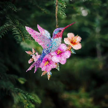 Shineful 2D Acrylic Ornament Twinkling Blossom Hummingbird