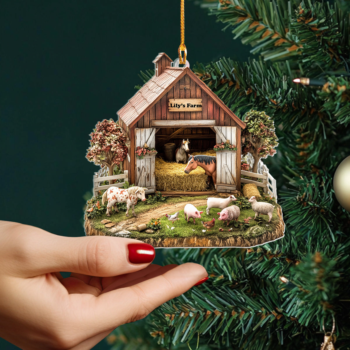 Shineful 2D Acrylic Ornament Personalized Rustic Farm