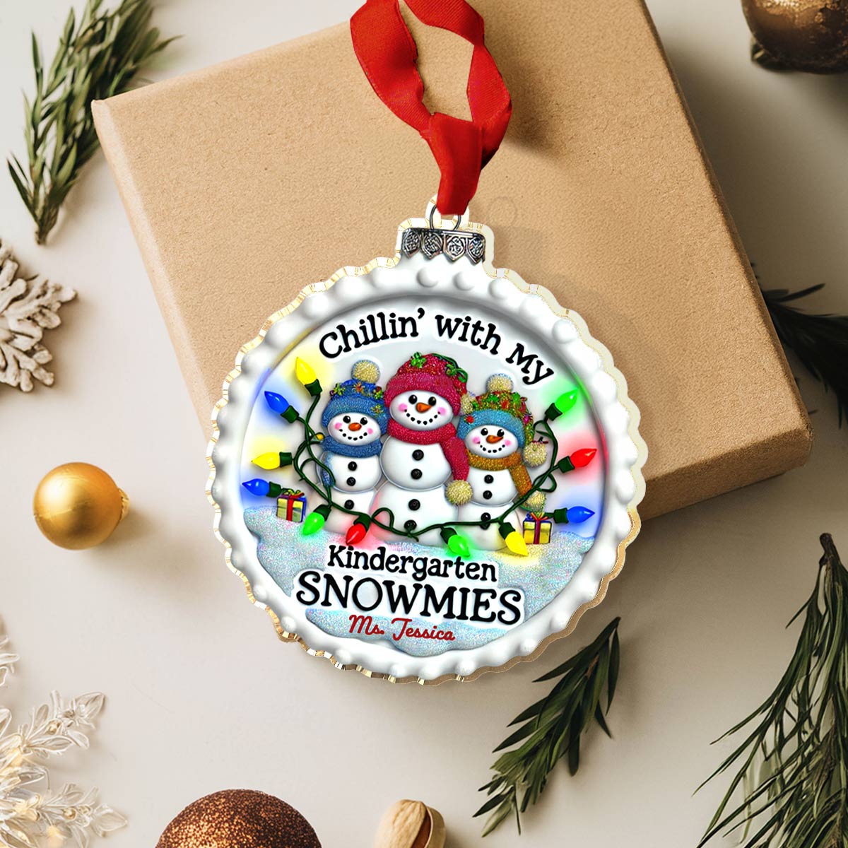 Shineful Acrylic Ornament Personalized Chill'in With My Kindergarten Snowmies