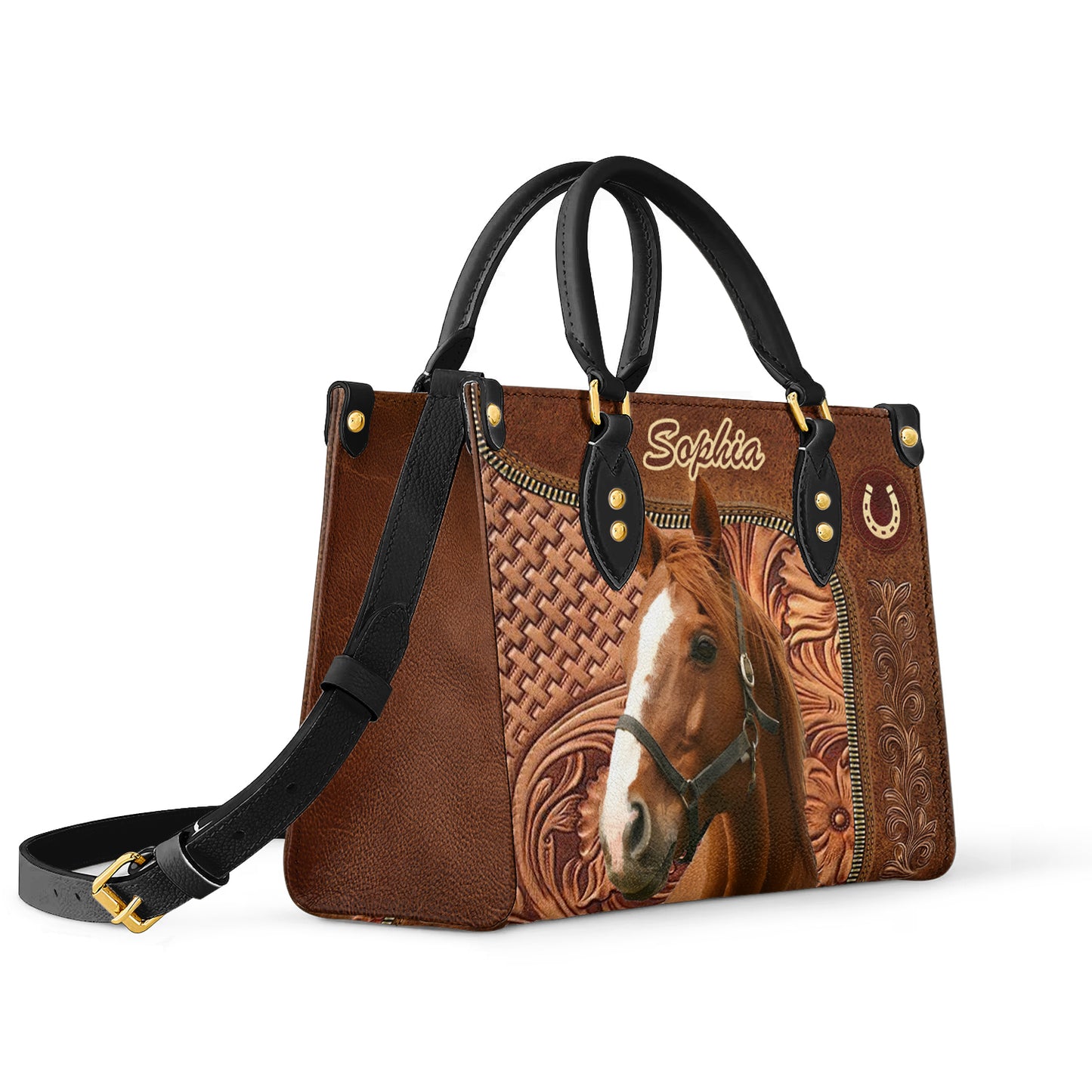 Shineful Leather Bag Personalized Horse Charm