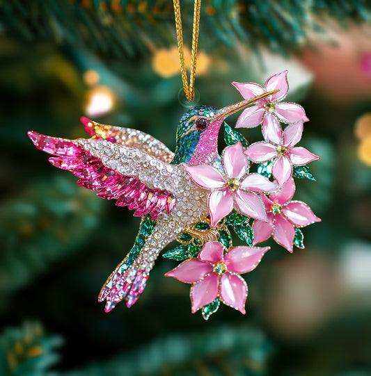 Shineful 2D Acrylic Ornament Twinkling Hummingbird Blossom