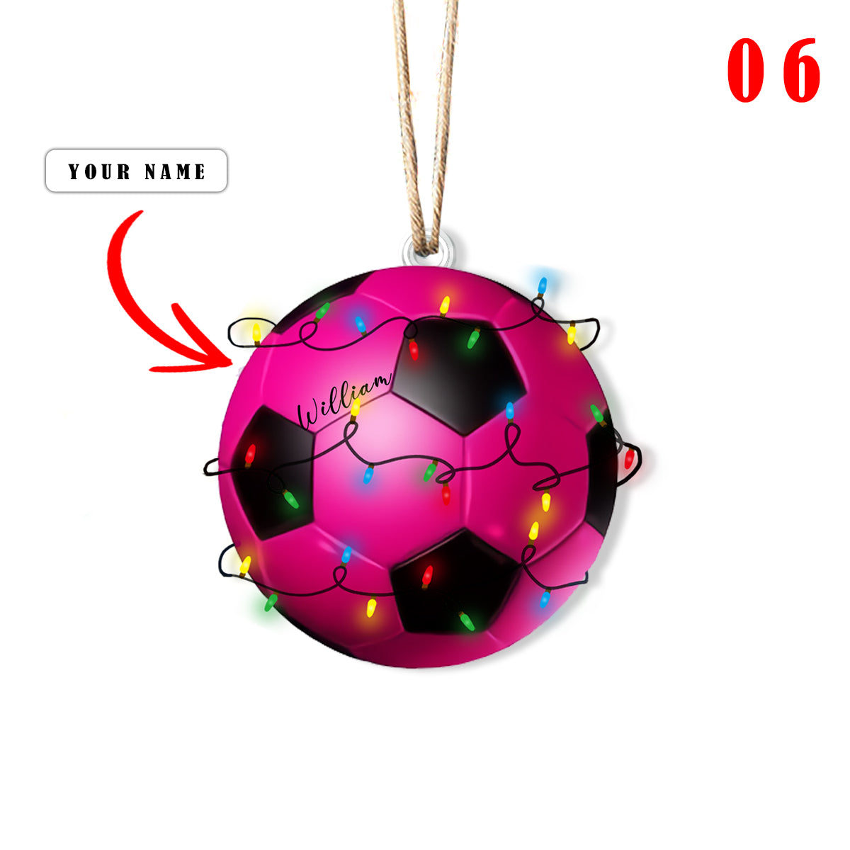 Glänzendes 2D-Acryl-Ornament - Personalisiertes Fußball-Weihnachten