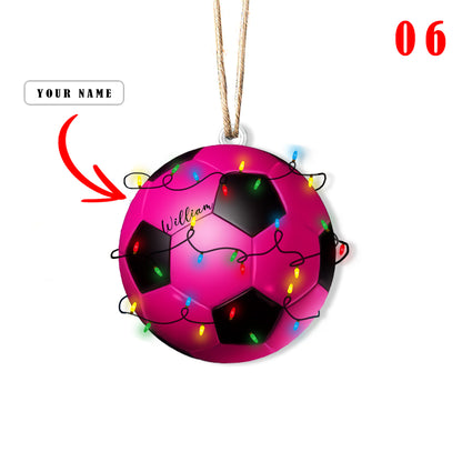 Glänzendes 2D-Acryl-Ornament - Personalisiertes Fußball-Weihnachten