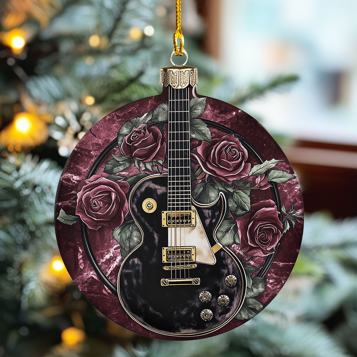 Shineful 2D Acrylic Ornament - Rose Guitar Ornament