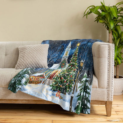 Shineful Fleece Blanket Christmas Church Serenity