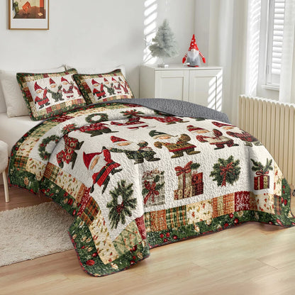 Shineful All Season Quilt 3-Piece Set Jolly Gnomes Christmas