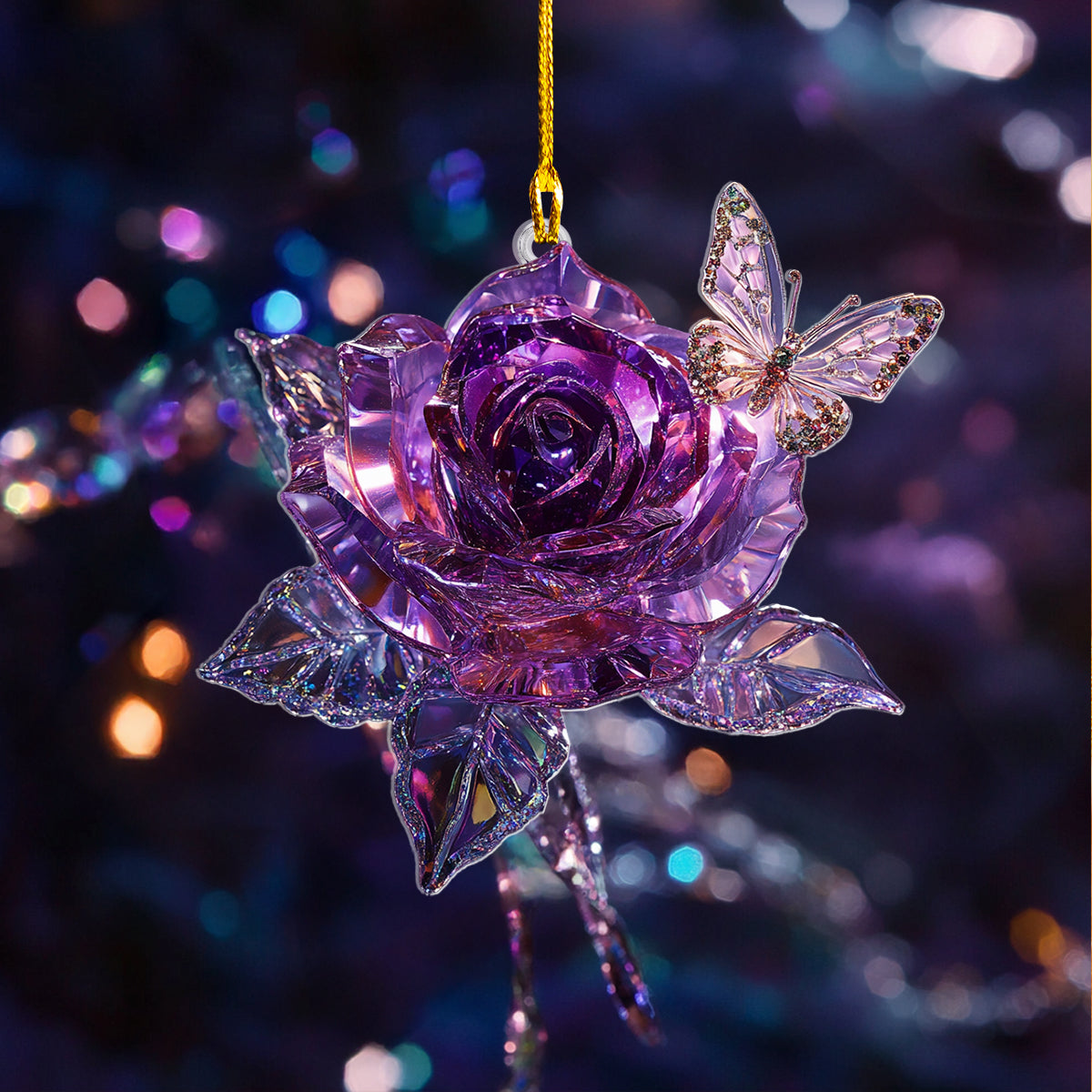 Shineful 2D Acrylic Ornament Gorgeous Crystal Rose