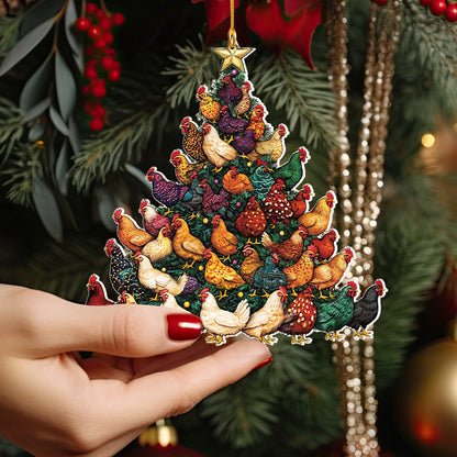 Shineful 2D Acrylic Ornament Feathered Festive Tree