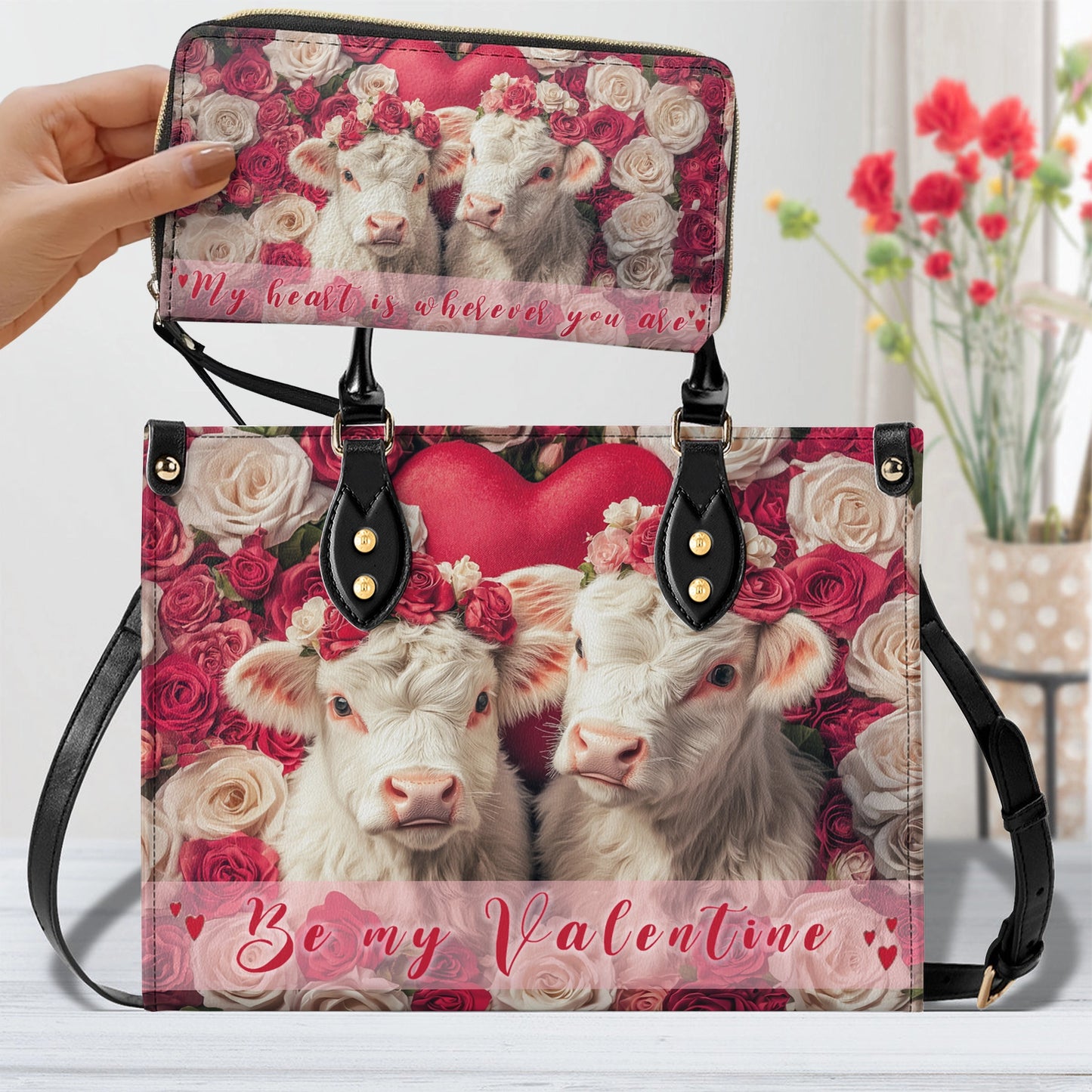 Shineful Leather Bag Valentine Cow Charm