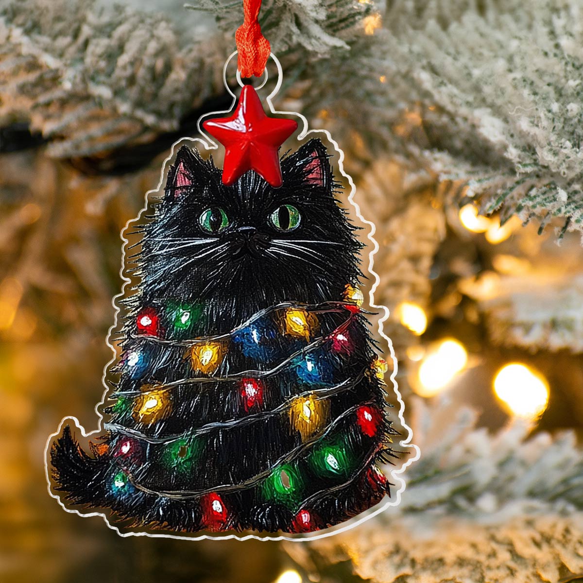 Shineful 2D Acrylic Ornament Kitty Christmas