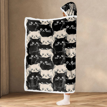 Shineful Wearable Hooded Blanket - Cute Face Cats