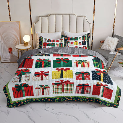 Shineful All Season Quilt 3-Piece Set - Christmas Gifts Wrapped In Joy