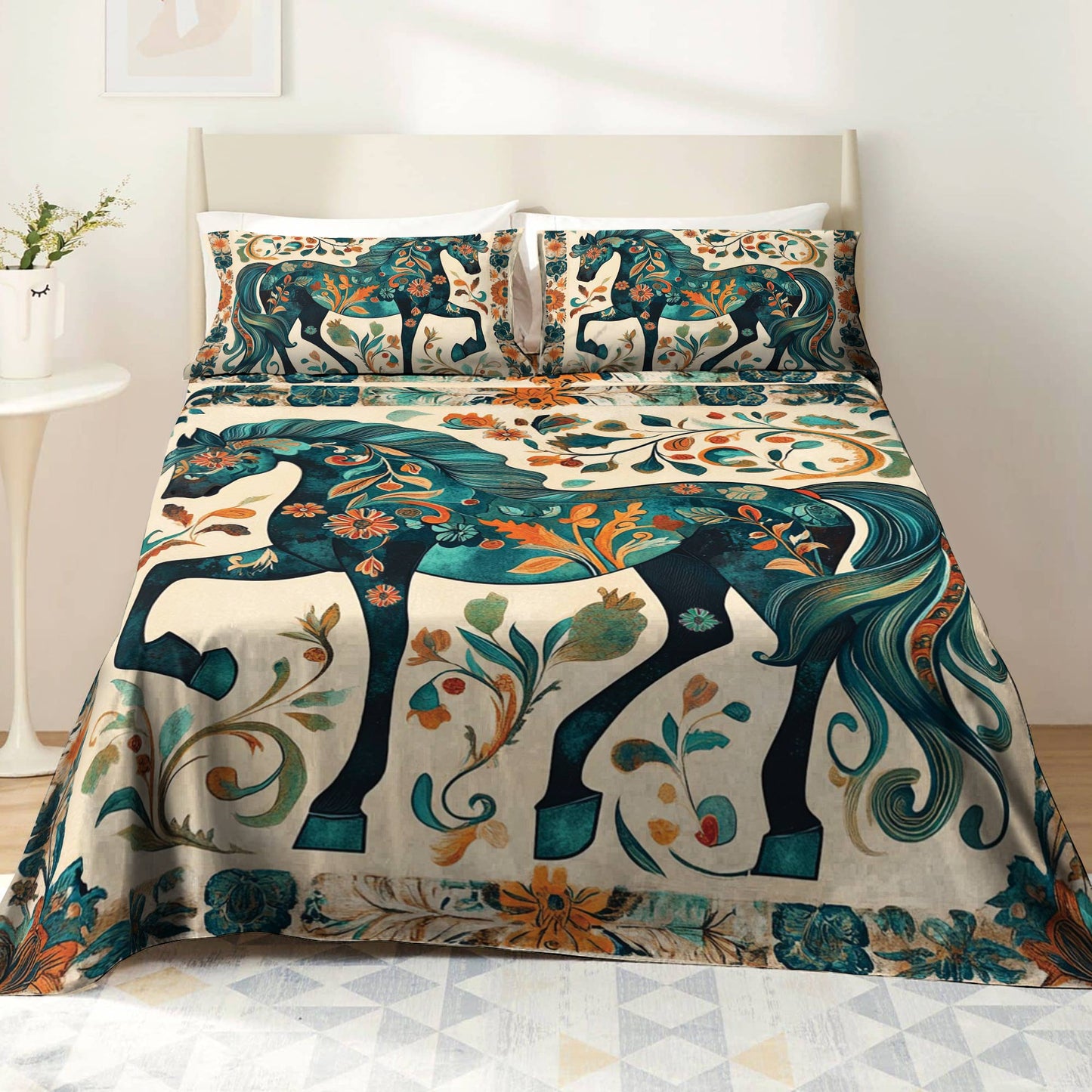 Shineful 4-Piece Bed Sheet Set Equine Elegance