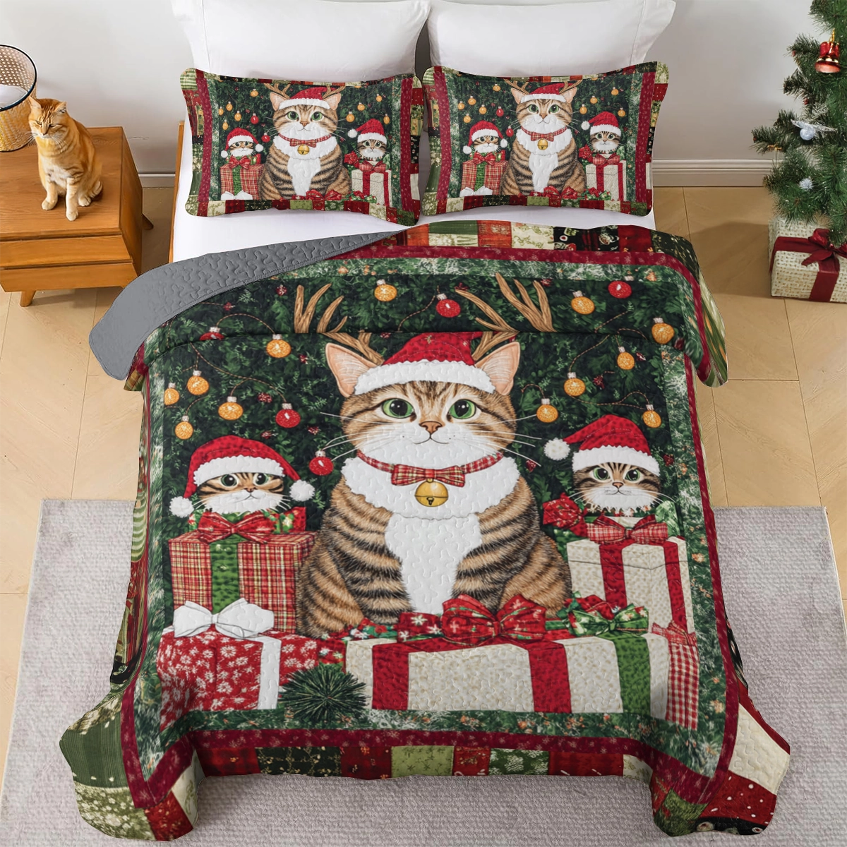 Shineful All Season Quilt 3-Piece Set Holiday Whiskers