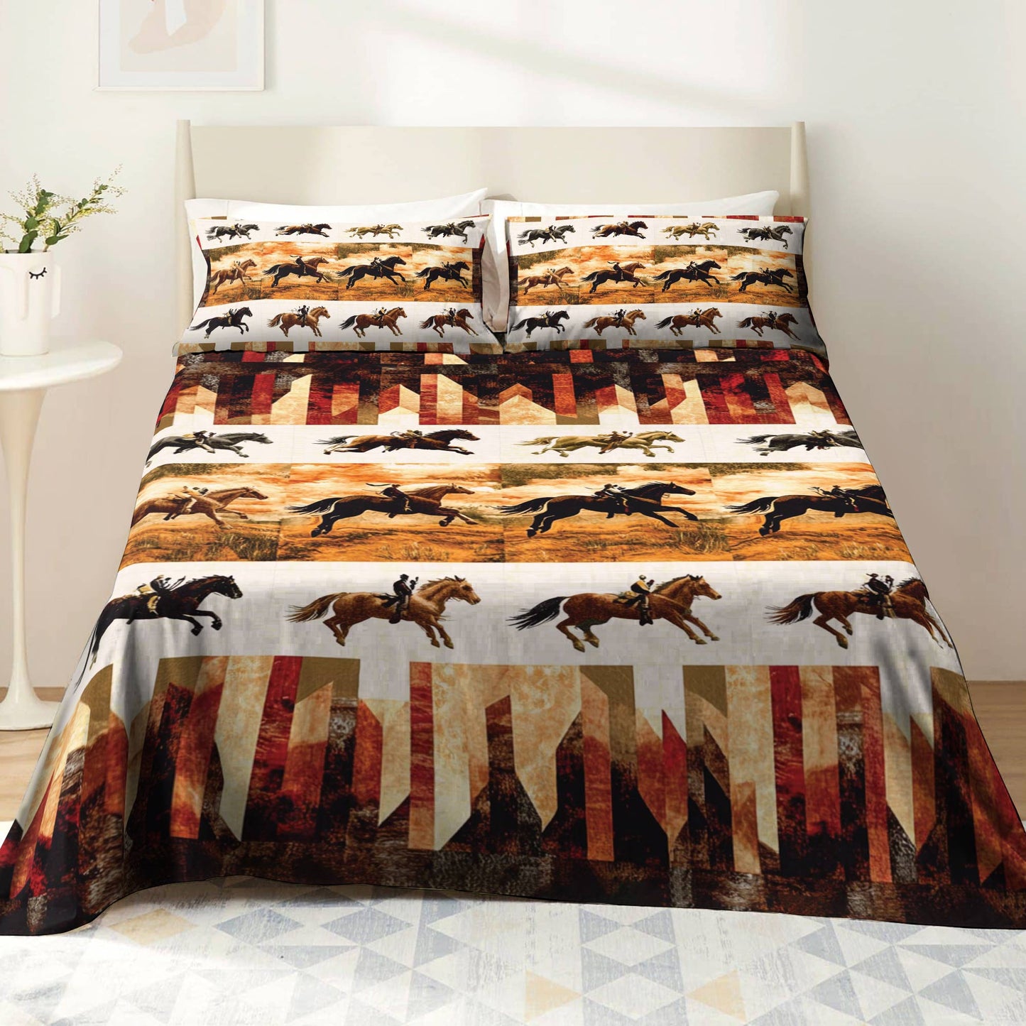 Shineful 4-Piece Bed Sheet Set Western Adventure