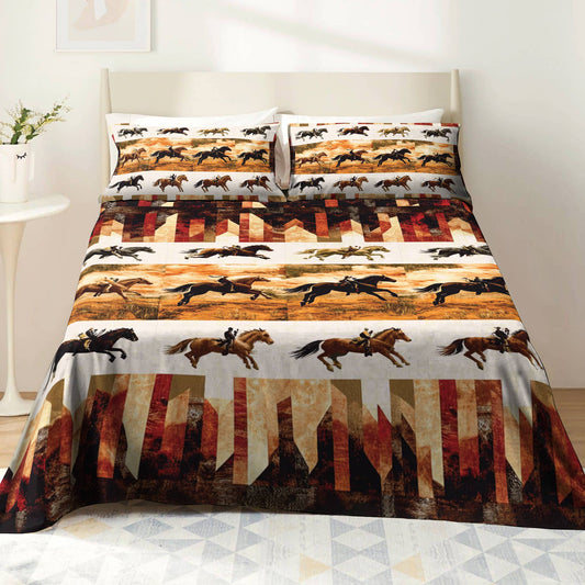 Shineful 4-Piece Bed Sheet Set Western Adventure