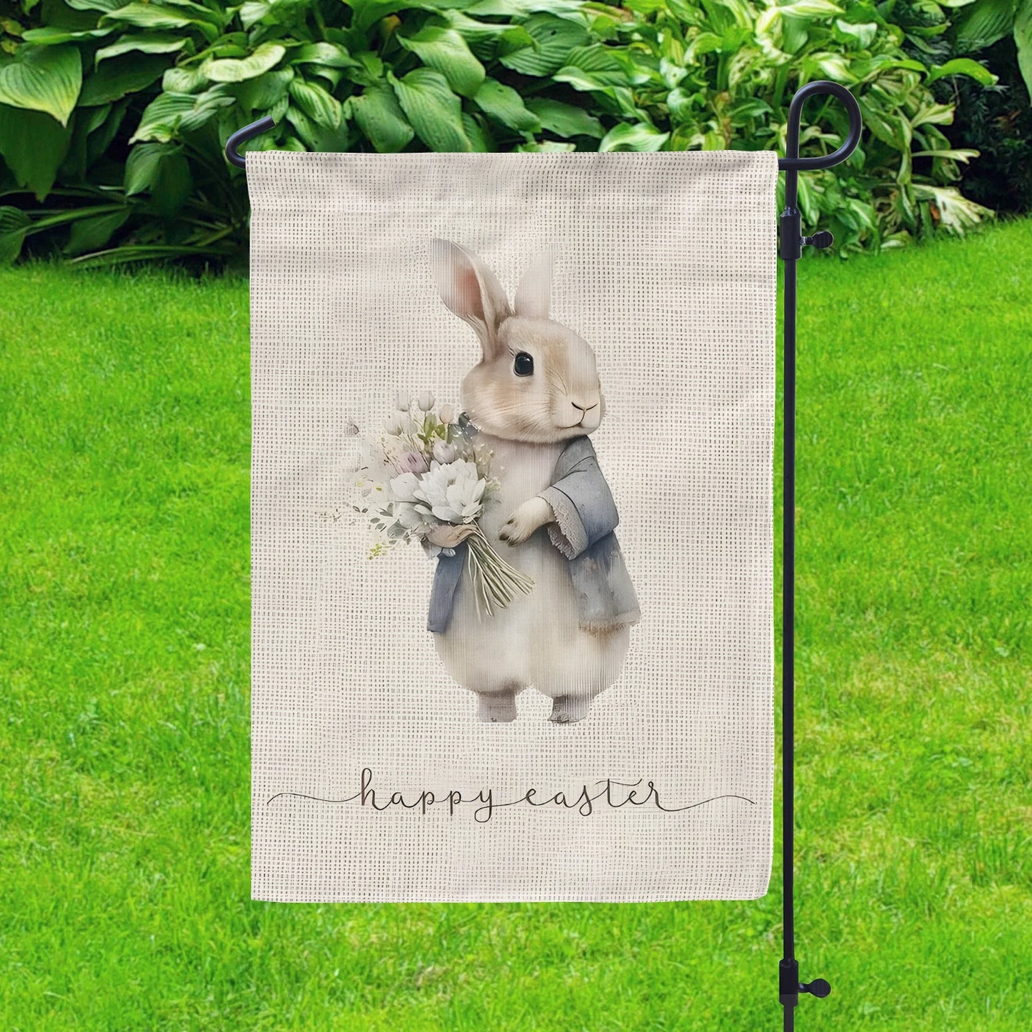 Shineful Garden Flag 12" x 18" Rustic Bunny Blooms