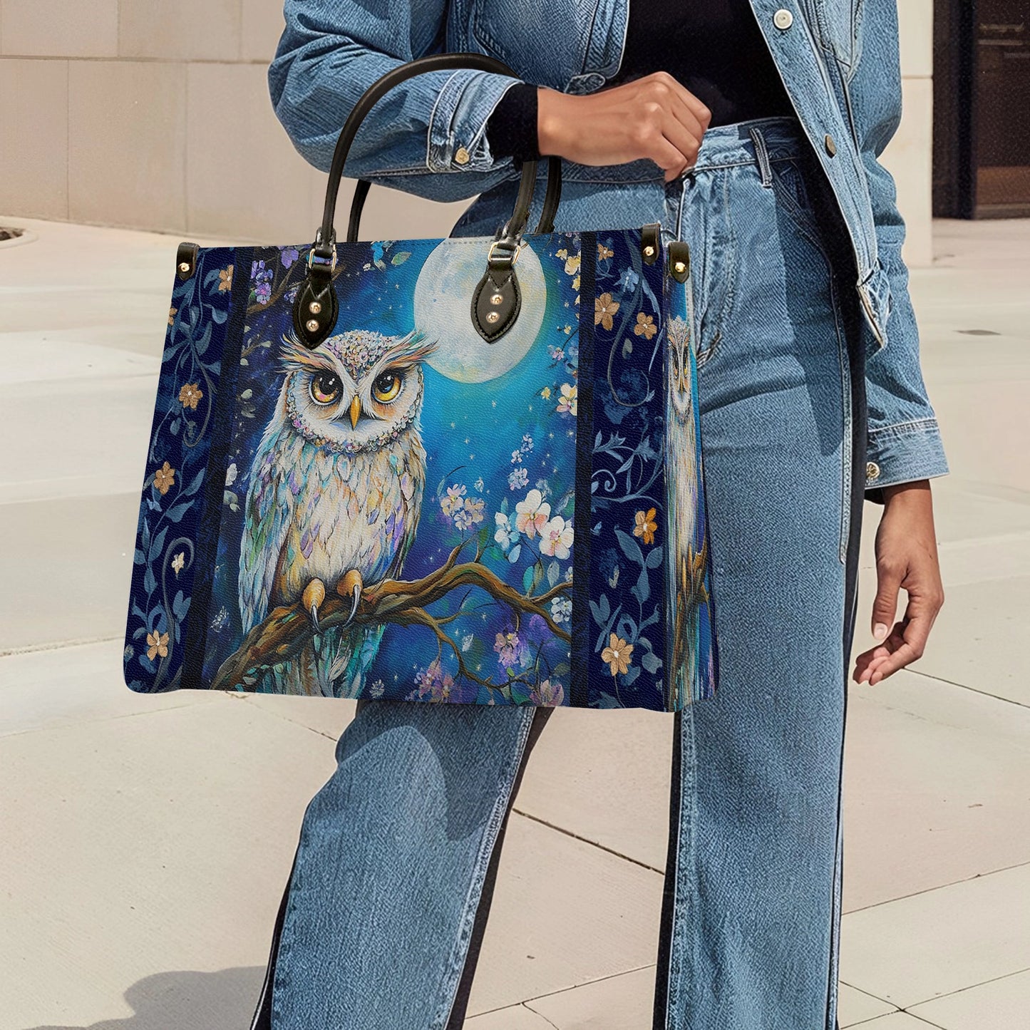 Shineful Leather Bag Moonlit Wisdom Owl