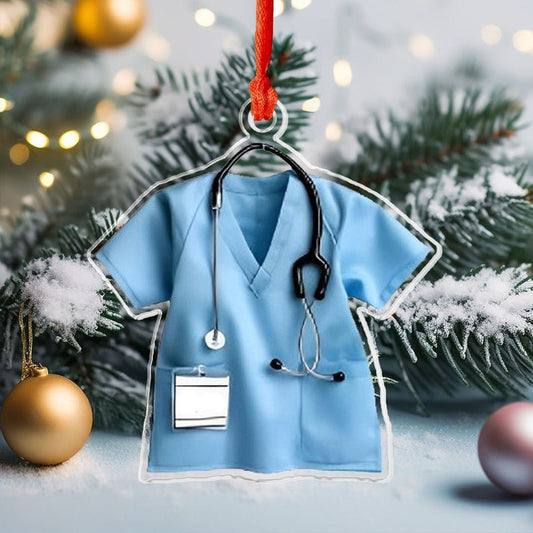 Glänzendes personalisiertes 2D-Acryl-Ornament - Personalisierte Krankenschwester-Kittel 