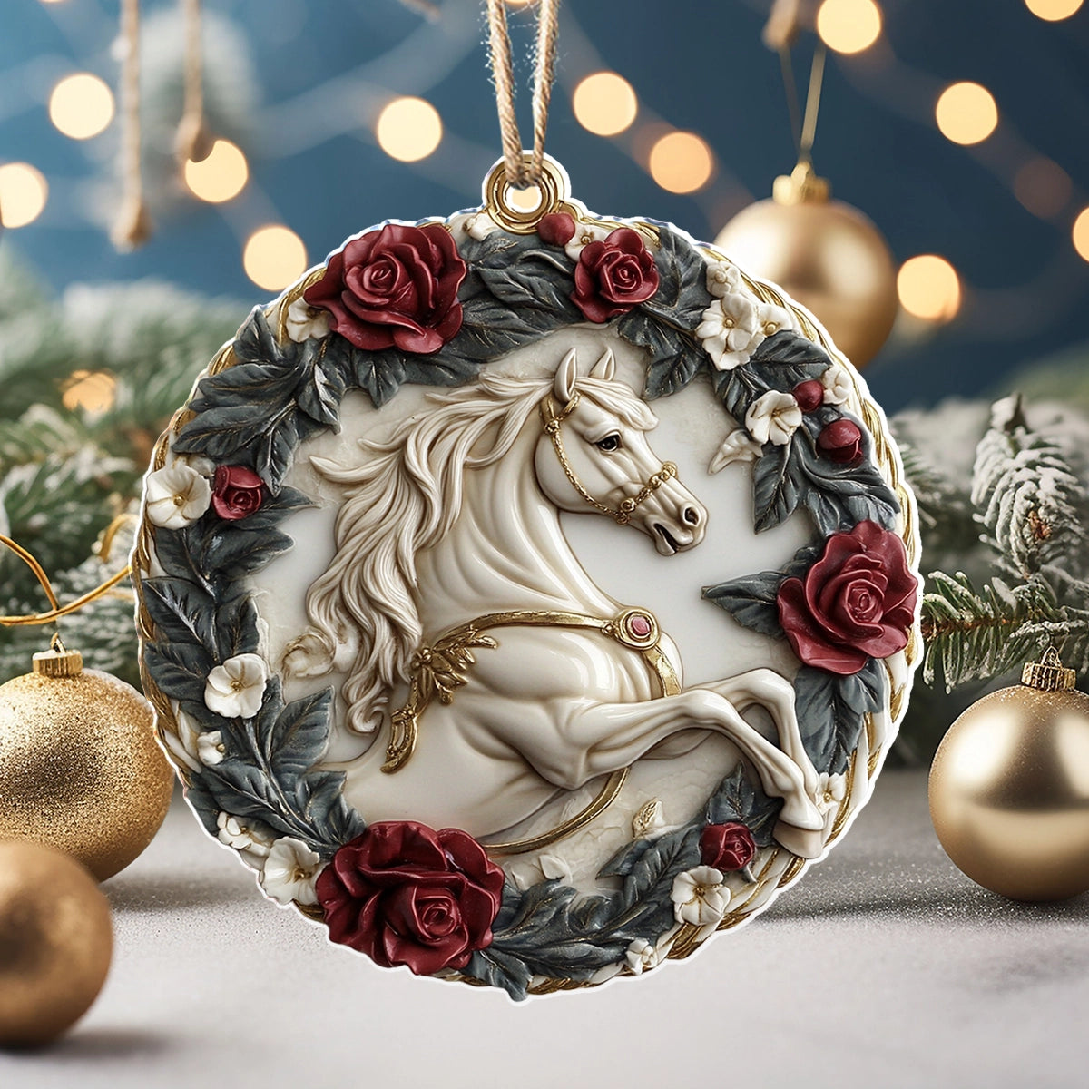 Shineful 2D Acrylic Ornament Horse Noble Rose Stallion