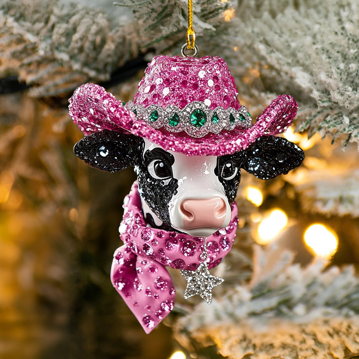 Shineful 2D Acrylic Ornament Sparkling Cowgirl Holiday