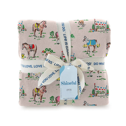 Shineful Fleece Blanket Horse Racing