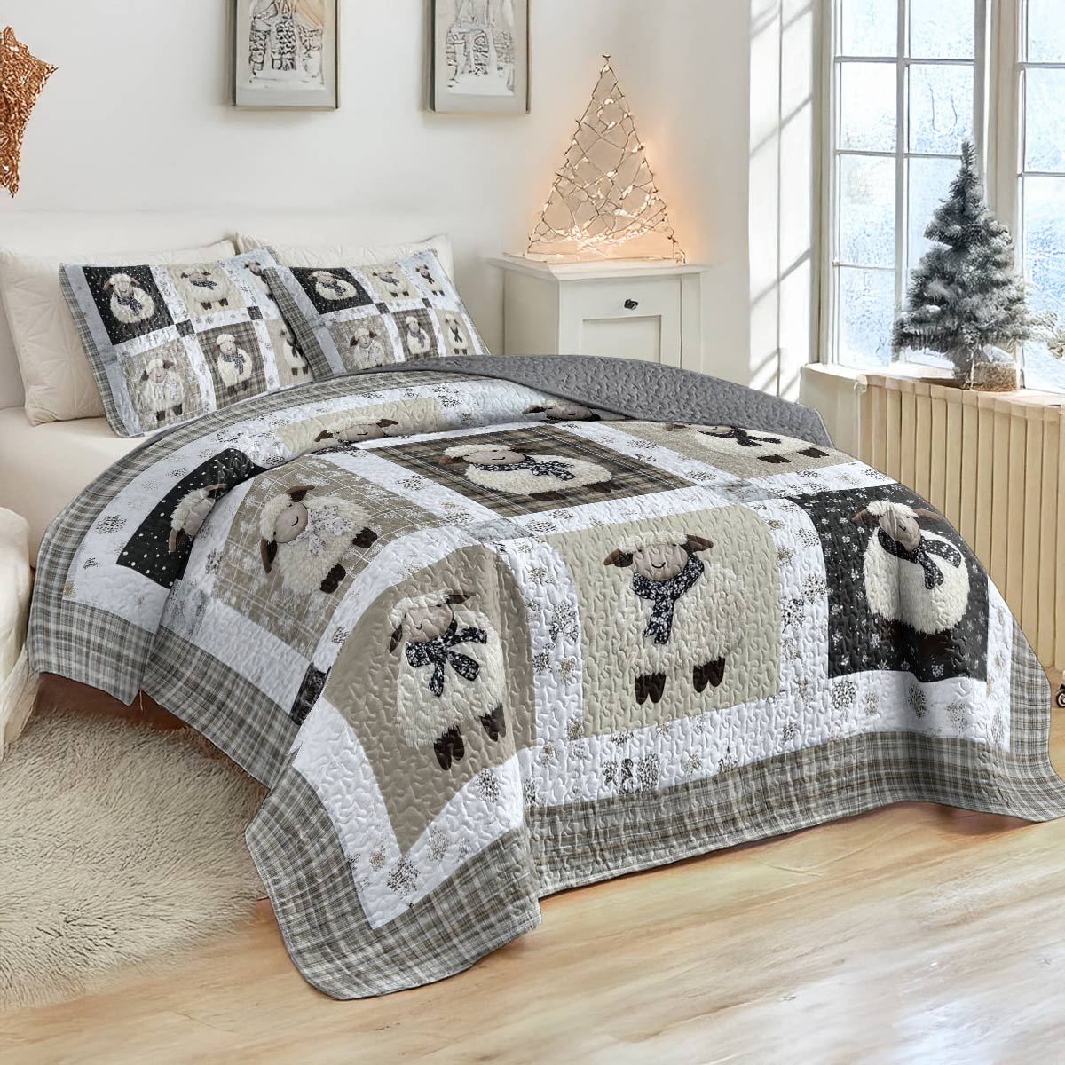 Shineful All Season Quilt 3-Piece Set - Winter Sheep