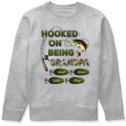 Shineful Father's Day Gift For Grandpa, Dad, Husband - Hooked On Being Grandpa Papa Fishing Camouflage Personalized Unisex T-Shirt