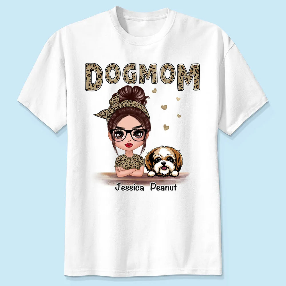 Shineful T-Shirt Gift For Dog Mom - Leopard Doll Dog Mom Personalized Unisex T-Shirt