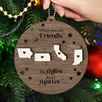 Shineful Long Distance Family Friends Siblings Sisters Besties Personalized 2-Layered Wooden Ornament