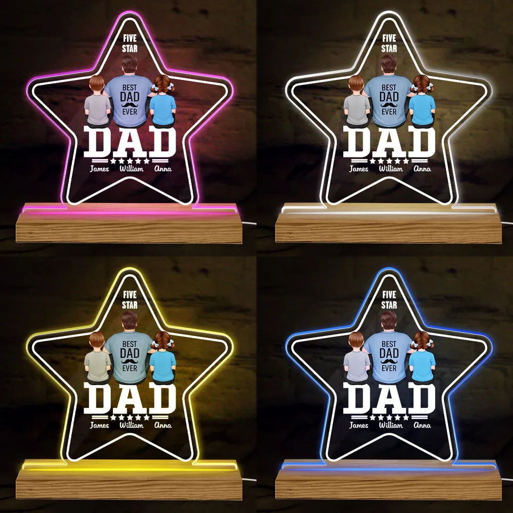 Shineful Five - Star Dad Back View Dad And Kids Personalized Acrylic Custom Shape LED Night Light