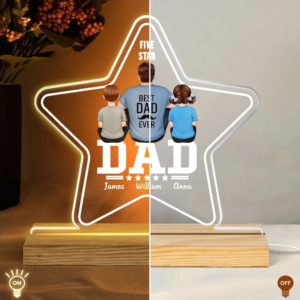 Shineful Five - Star Dad Back View Dad And Kids Personalized Acrylic Custom Shape LED Night Light